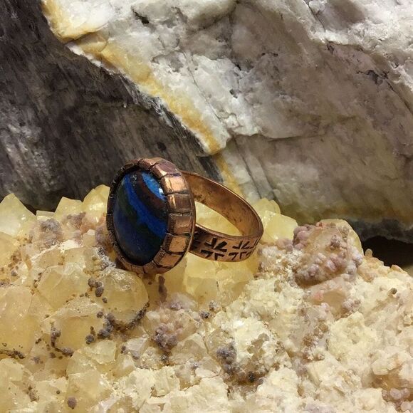 Ring, Copper and Blue Calcite Ring, size 10, NEW, Handmade, Artisan - Picture 8 of 12